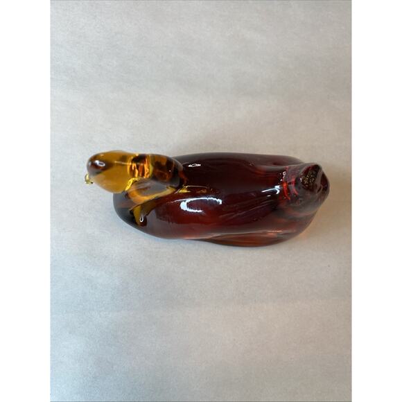Vintage Pilgrim Hand Blown Glass Amber Swan Bird Colored Art Amber Paper Weight - Picture 12 of 15